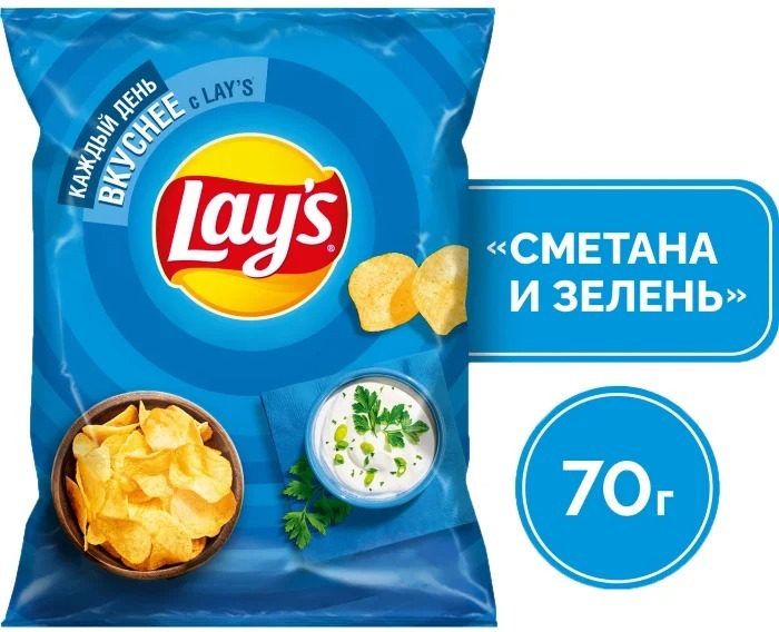 Картофельные чипсы Lay`s Сметана и зелень 70г
