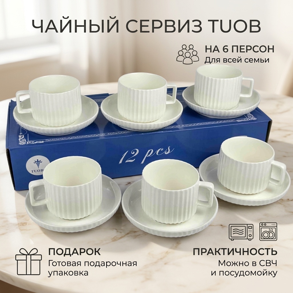 722 tuobo 12pcs чайная пара 6+6